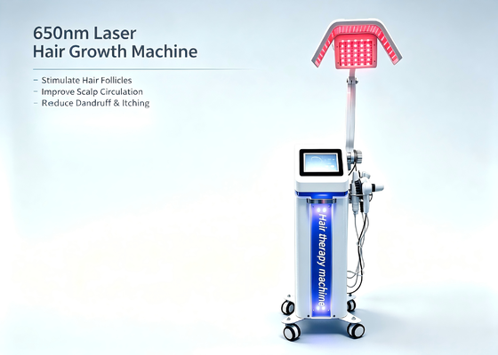 Terapia a Laser de Luz Vermelha Profissional 650nm 660nm Máquina de Beleza para Alívio da Queda de Cabelo, Coceira no Couro Cabeludo, Remoção de Caspa e Tratamento de Reparo do Folículo Piloso